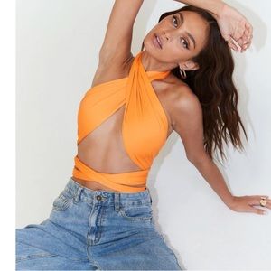 Princess Polly Orange Wrap Crop Top